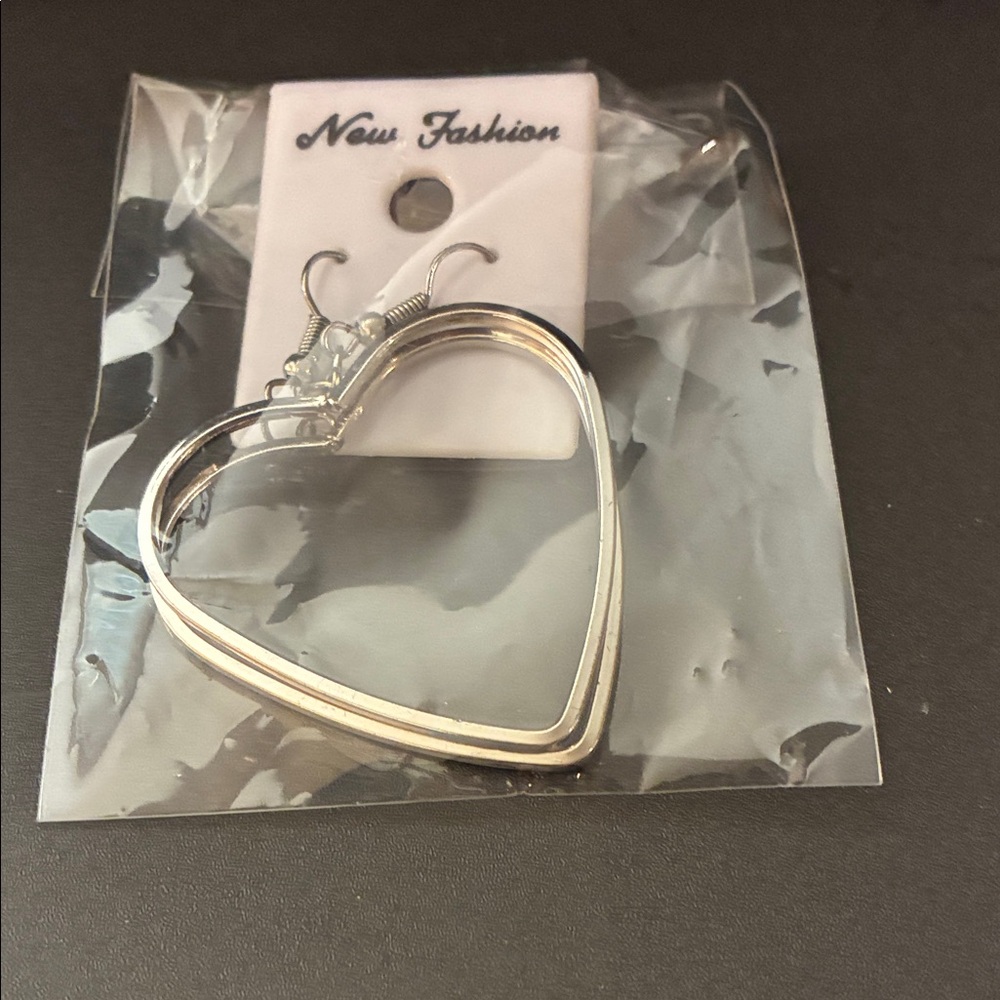 Silver Heart Hoop Earrings